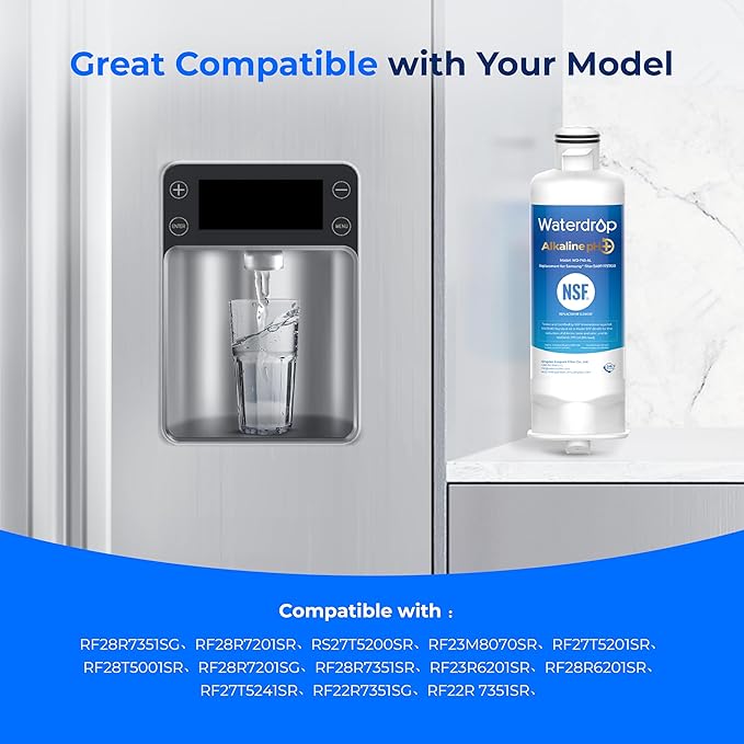 Waterdrop Alkaline DA97-17376B Water Filter, Enhances pH, Replacement for HAF-QIN/EXP, DA97-08006C, RF28R7201SR, RF28R7351SG, WD-F45-AL, 3 Filters