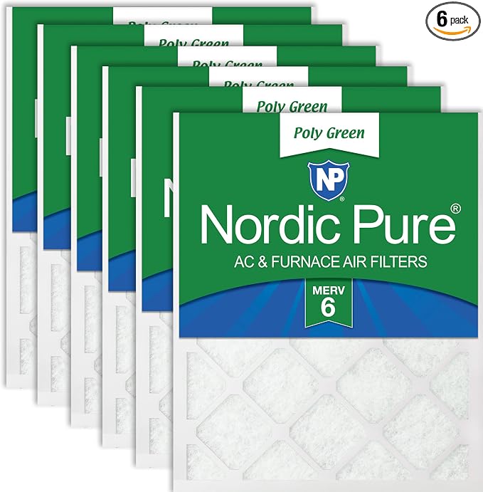 Nordic Pure 20x25x1 Poly Green MERV 6 AC Furnace Air Filters – Reduces Dust by NordicPure