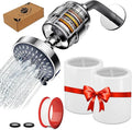 Filtered Shower Head – High Pressure 23 Stage Shower Filter for Hard Water – Removes Chlorine, Heavy Metals & Harmful Substances, Water Softener, Bonus Cartridge Included