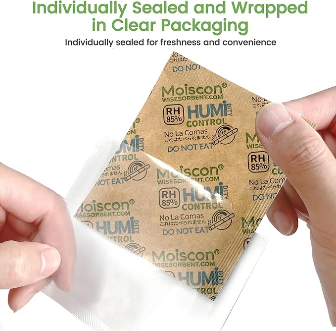 90 Pack 85% RH Size 8 Two-Way Humidity Control Packs for Wooden Musical Instruments, 8 Gram Moisture Control Packets for Bagpipe Reeds, Saxophone Reeds Individually Wrapped