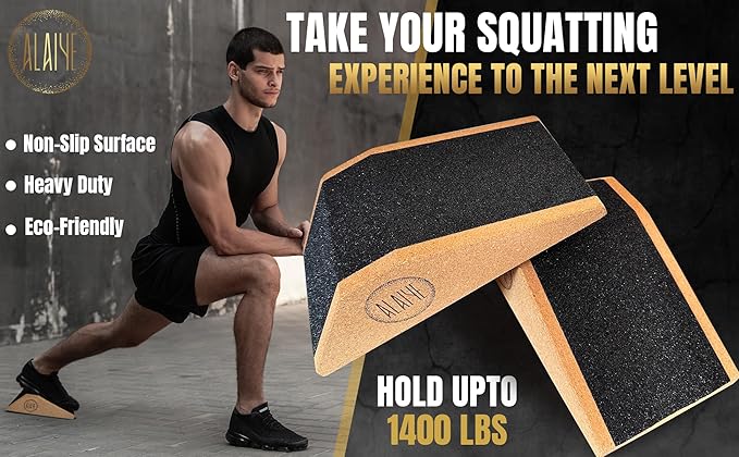 Squat Wedge Blocks - Pack of 2 Non-Slip Slant Board for Legs, Ankle, Calf Stretching - Squat Ramps for Lower Body Strength, Heel Elevation, Planks, Yoga with Bag & 30 Day Squat Challenge Chart-FlexoryFit