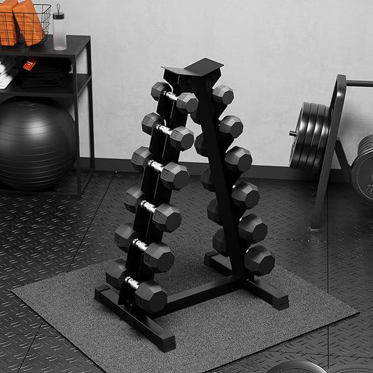 Premium Rubber Coated Hex Dumbbell Weight Set with Rack, Multiple Packages,210LB/350LB/450LB/550LB Set for Home Gym, Hand Weights for Muscle Toning, Strength Building & Full Body Workout-FlexoryFit