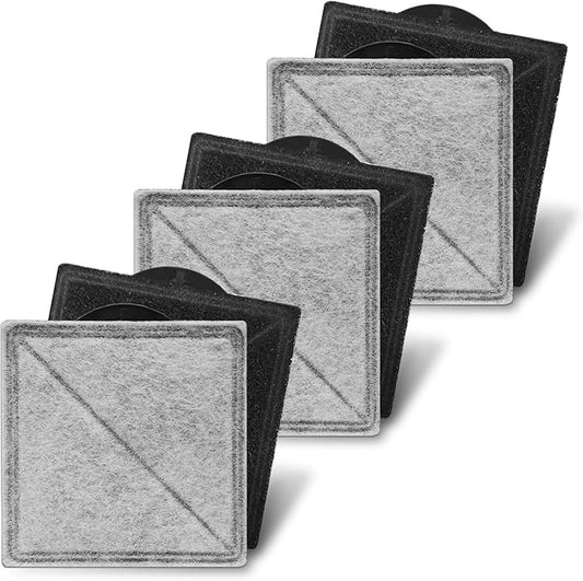Cat Water Fountain Replacement Charcoal Filter Square Compatible with Petsafe Premier, Ion-X, Outlast Pumpless & Viva Pet Water Fountain, Carbon Filters for Cat and Dog Indoor (BLACK, 6 PACK)