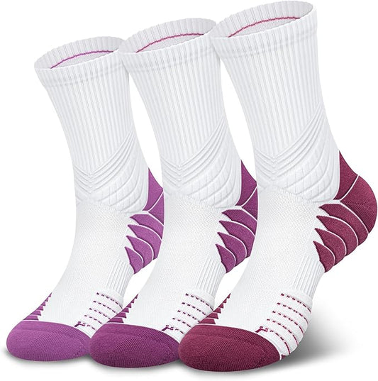 Hylaea Compression Running Socks for men, Coolmax Anti-Blister Cushion Crew Socks for Athletic, Moisture Wicking & Seamless-FlexoryFit