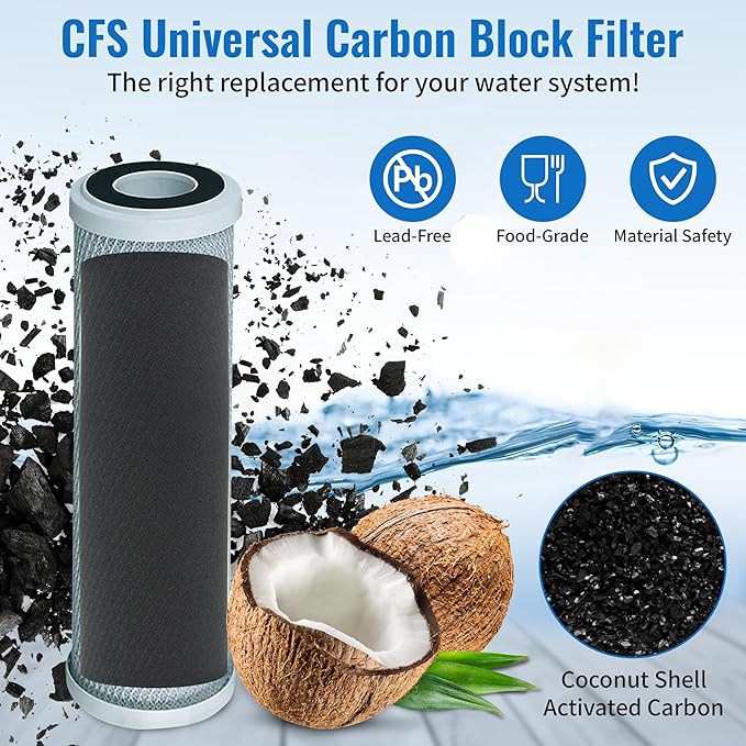 CFS – 2 Pack Activated Carbon Block Water Filter Cartridges Compatible with WaterPur CCI-10-CLW Models – Remove Bad Taste – Whole House Replacement Filter Cartridge – Universal 10" Cartridge