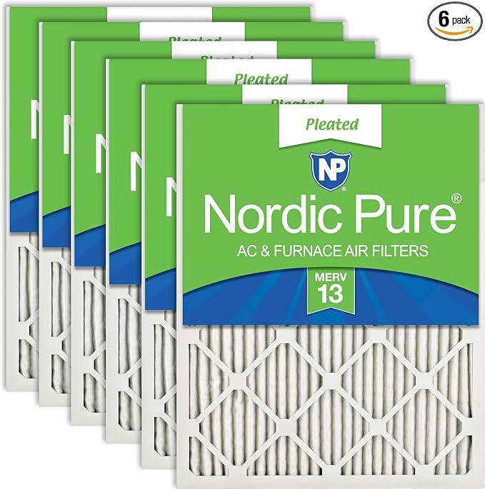 Nordic Pure 16x30x1 Pleated MERV 13 Air Filters 6 Pack by NordicPure