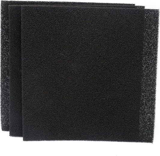 Cut to Fit Activated Carbon Media Pad, Pre Filter Carbon Sponge for Aquarium, Fish Tank, Pond, Reef Canister (9.8 x 9.8 x 0.4 inch 3pcs)
