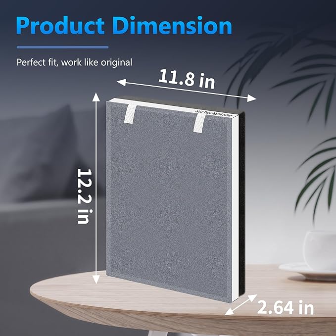Vital 100 Replacement Filter for LEVOIT Vital 100 Air Purifier, Funmit 3-in-1 H13 True HEPA High-Efficiency Activated Carbon Filter, Compared to Part # Vital 100-RF, 4 Pack