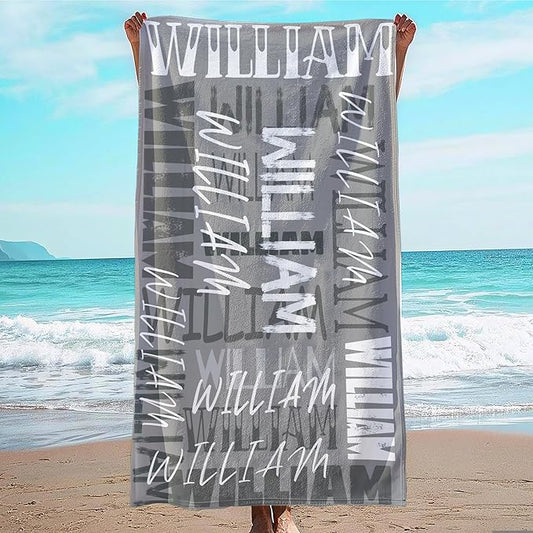 JML Personalized Beach Towel with Name, Custom Beach Towel with Name, Customized Microfiber Pool Towel, Quick Dry & Absorbent Swim Towel for Adult,Anniversary, Birthday, Summer Holiday,Vacation-FlexoryFit