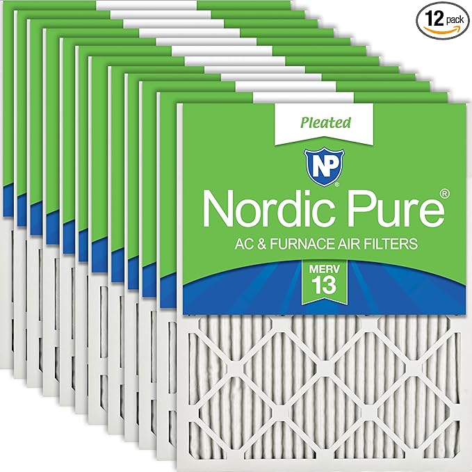 Nordic Pure 16x24x1 (15 1/2 x 23 1/2 x 3/4) Pleated MERV 13 Air Filters 12 Pack