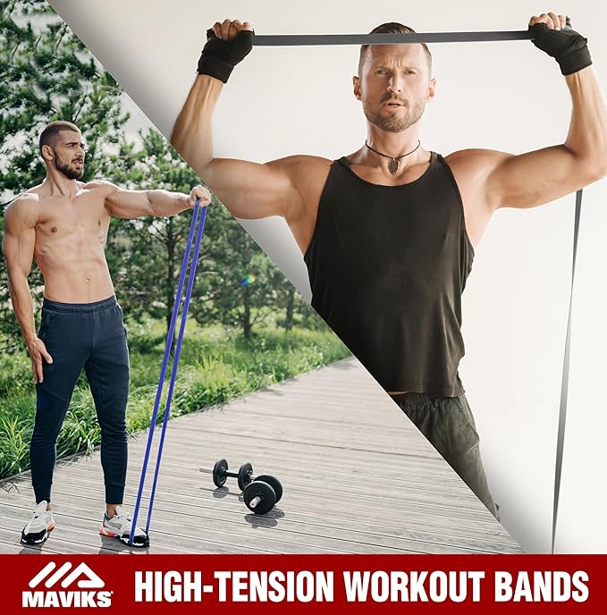 Exercise Resistance Bands for Working Out Set of 5 for Women and Men, Stretch Bands for Exercise, Physical Therapy, Arms Legs Workout, Stretching, Home Fitness-FlexoryFit