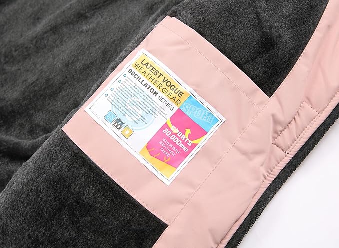 Keevoom Girl's Ski Jacket Winter Warm Thick Snow Coat Windproof Kids Outdoor Hooded Jackets-FlexoryFit