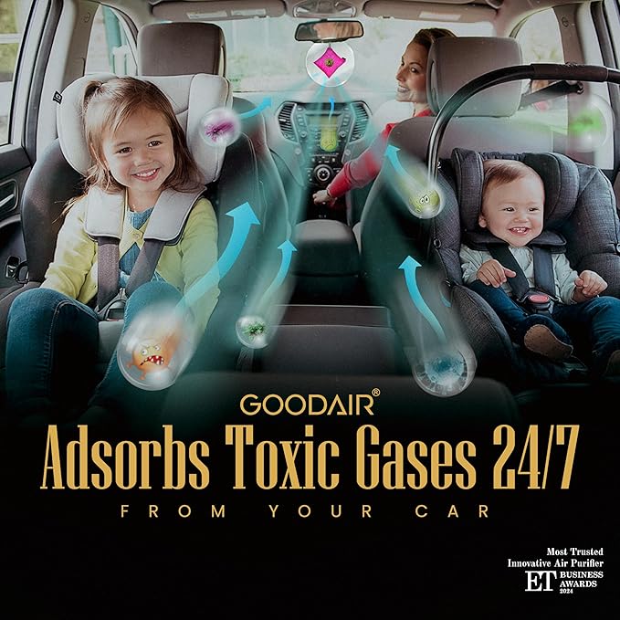 GOODAIR HEPA Car Air Purifier Bag & Pouch | 75g Activated Carbon Filter, Absorb Toxic Gases, 2.0 Premium Certified Air Purifier, Suitable for All Cars, 24/7 Air Purification - Stylish Pink