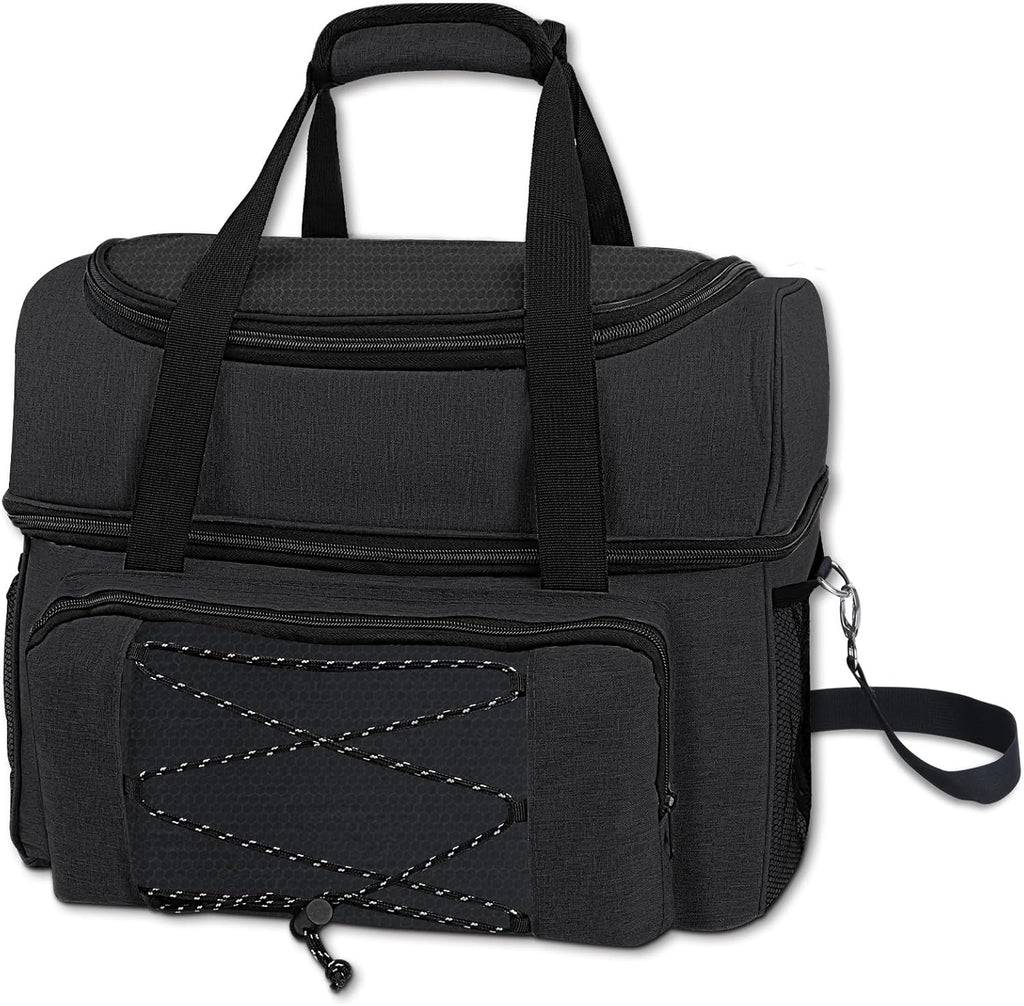 Bowling Ball Bag 2 Ball with Padded Holder Portable Double Bowling Totes with Adjustable Shoulder Strap Large Capacity Bowling Gear Organizer