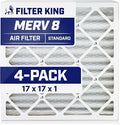 Filter King 17x17x1 Air Filter | 4-PACK | MERV 8 HVAC Pleated A/C Furnace by FilterKing