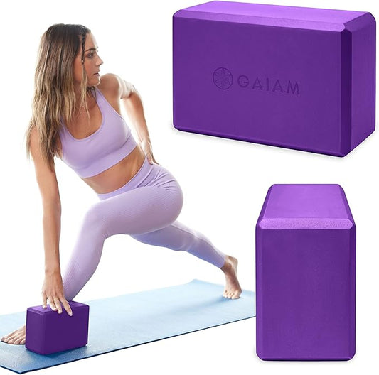 Gaiam Yoga Block - Supportive Latex-Free Eva Foam - Soft Non-Slip Surface with Beveled Edges for Yoga, Pilates, Meditation - Yoga Accessories for Stability, Balance, Deepen Stretches-FlexoryFit