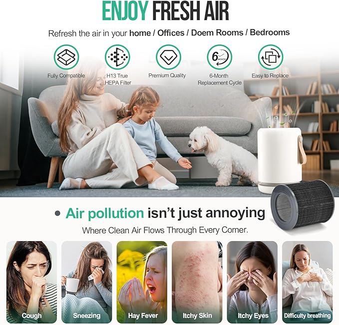 3 Pack Air Mini Replacement Filters Compatible with MolekuleAir Mini & Air Mini+ Air Purifiers, 3-in-1 High-Efficiency True HEPA Replacement Filter (Black, 3 Pack Replacement Filters)