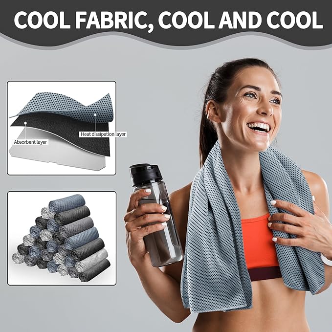 Honoson Cooling Towel Bulk - Neck & Face Cool Chilly Towels Microfiber Breathable Sport Sweat Rag for Gym, Yoga, Travel, Camping, Running, Outdoor-FlexoryFit