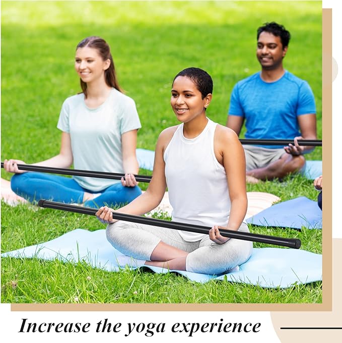 Hiboom 6 Pcs 5ft Yoga Stick Natural Bamboo Exercise Stick with Non-Slip Rubber Ends Stretching Tool Posture Corrector Stretch Tool for Flexibility, Workout, Balance Fitness-FlexoryFit