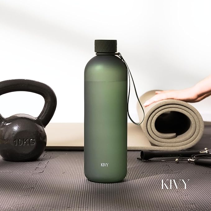 KIVY Slim Water Bottle 50oz [Lightweight & Shatterproof] - Reusable Tritan Water Bottle - Leak Proof Water Bottle for Women & Men - No Spill - Dishwasher Safe - Red water bottle