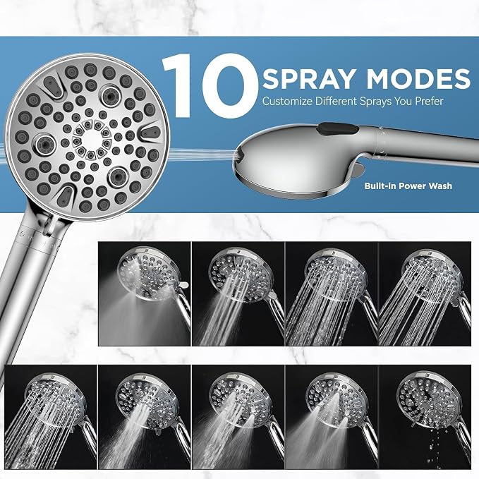 MakeFit Dual Filtered Rain Shower Head Combo, High Pressure Handheld Shower Head - Image 7