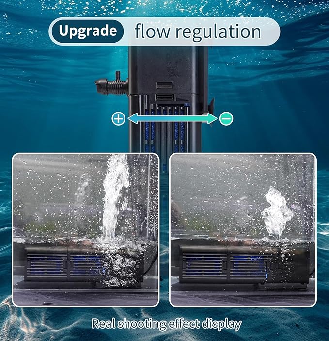 Aquarium Filter Water Flow Adjustable for 55-200 Gallon Fish Turtle Tank 400GPH Biochemical Filtration 4in1 Submersible Internal Powerful Pumps & Filters Keep Freshwater Saltwater Crystal Clear Large