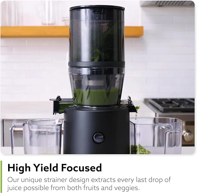 Hurom H320 Cold Press Juicer Machine, Easy to Clean Masticating Slow Juicer, Coarse Strainers, Self-Feeding, Hands Free, Family Size, Quiet Motor, Easy Assembly (Black)-FlexoryFit