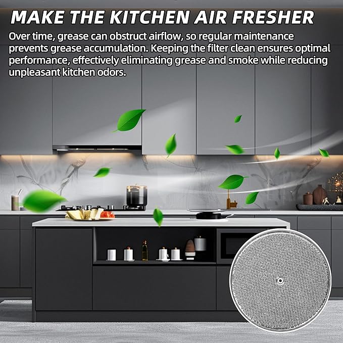 (3-Pack) Calvana 9-1/2" Round x 3/32" Aluminum Grease Filters with Center Hole, Range Hood Filter, Kitchen Exhaust Fan Filters Replacement