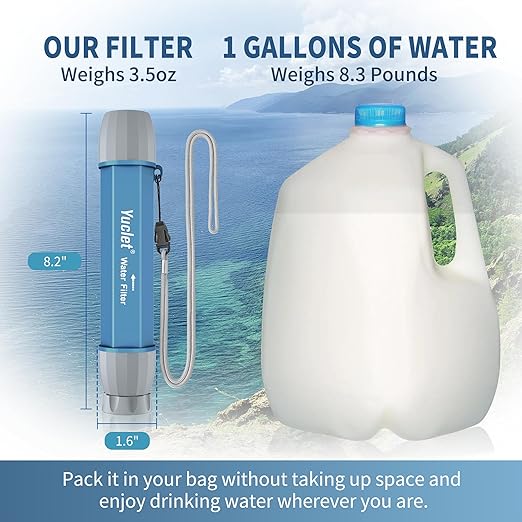 YWF01 Personal Filter Straw for Drinking Survival, Portable Water Purifier Filtration System Survival Gear and Supplies for Camping, Hiking, Travel, and Emergency Preparedness, Pack of 1