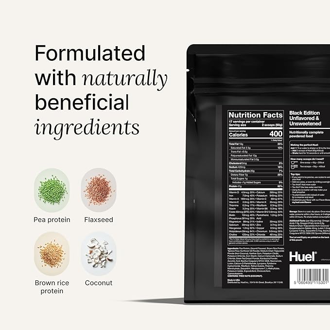 Huel Black Edition | Salted Caramel 40g Vegan Protein Powder | Nutritionally Complete Meal | 27 Vitamins and Minerals, Gluten Free | 17 Servings | Scoop not included to reduce plastic-FlexoryFit