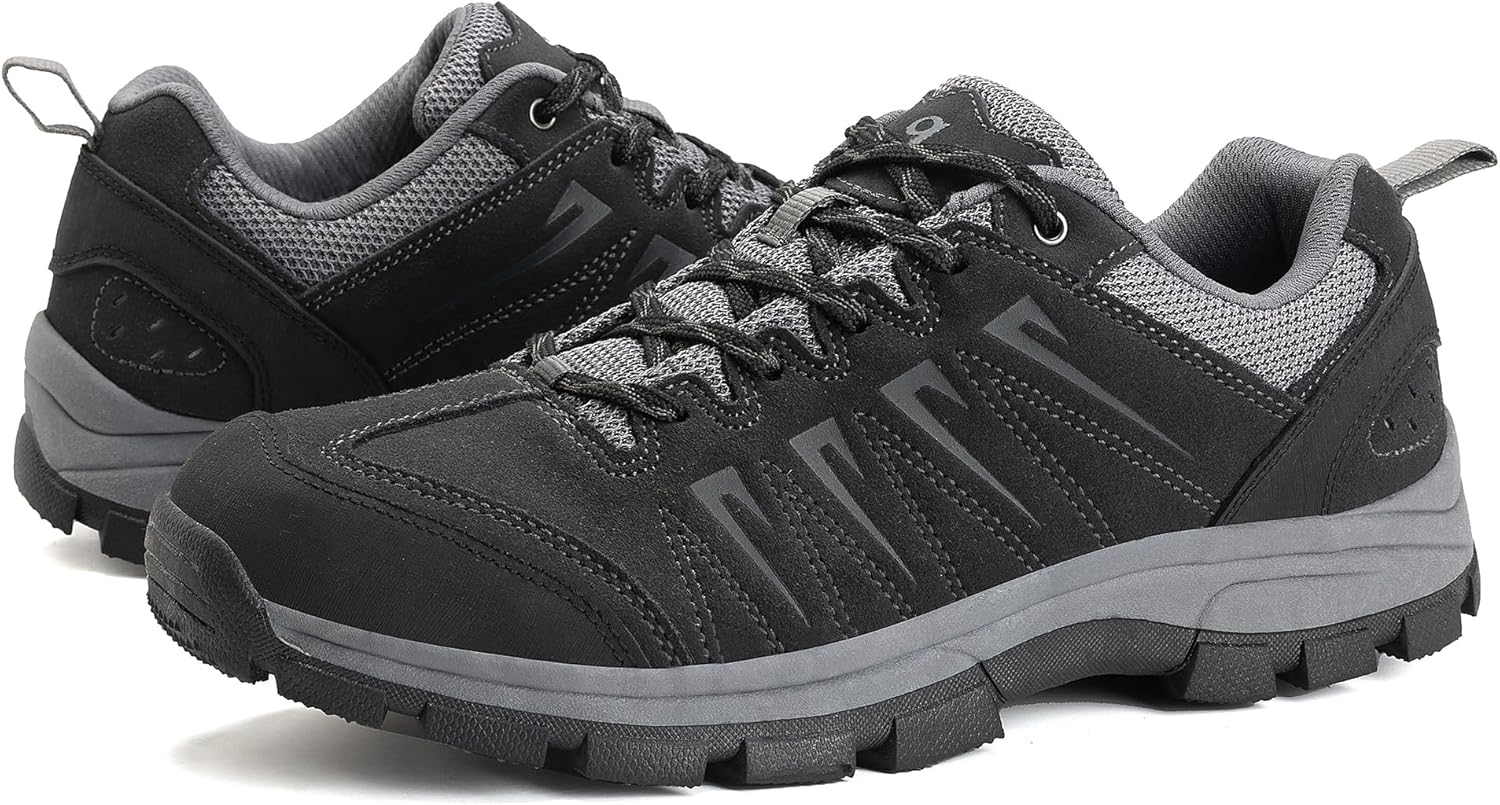 OL OUTJET LEGEND Men's Waterproof Hiking Shoes Leather Comfortable Lightweight Anti-Slip Outdoor Walking Work Sneakers