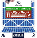 MervKing 20x25x5 Air Filter | MERV 11 | MPR 1000-1200 Ultra Pro | 2-Pack | Pleated HVAC AC Furnace Replacement Air Filters | Actual Size: 19.88" x 24.88" x 4.38"