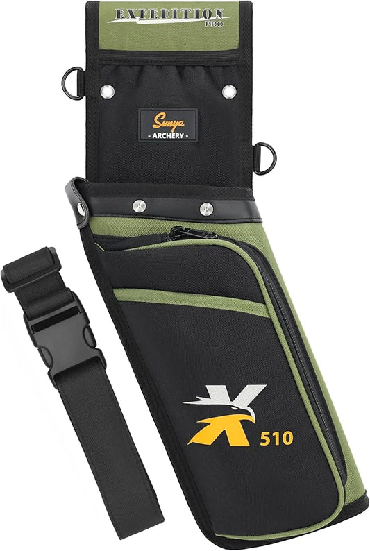 SUNYA X510 Field & Competition Hip Arrow Quiver | 3-Slot Noise-Free Archery Quiver with Sturdy Storage System (42x18cm)