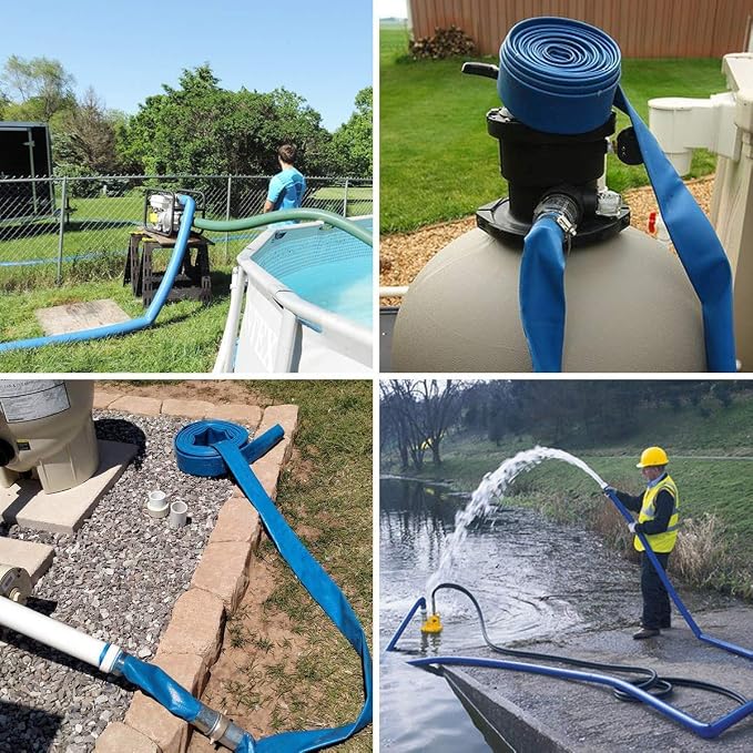 2 IN x 50 FT Pool Backwash Hose, Heavy Duty Flat Discharge Hose, Weather and - Image 8