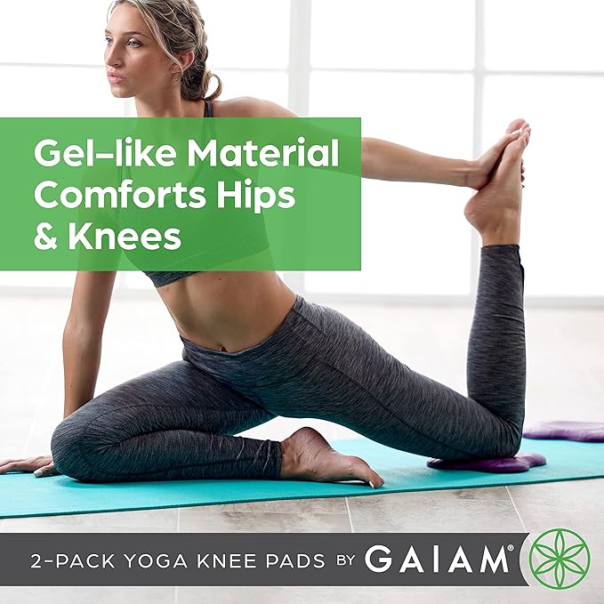 Gaiam Yoga Knee Pads (Set of 2) - Yoga Props and Accessories for Women/Men Cushions Knees and Elbows for Fitness, Travel, Meditation, Kneeling, Balance, Floor, Pilates-FlexoryFit