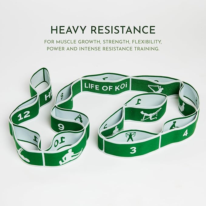 Stretching Strap: HEAVY Resistance Band, Stretch Strap with Loops for Yoga, Pilates, Dance, Physical Therapy, Gymnastics, Yoga Strap for Stretching, Workout, Flexibility-FlexoryFit