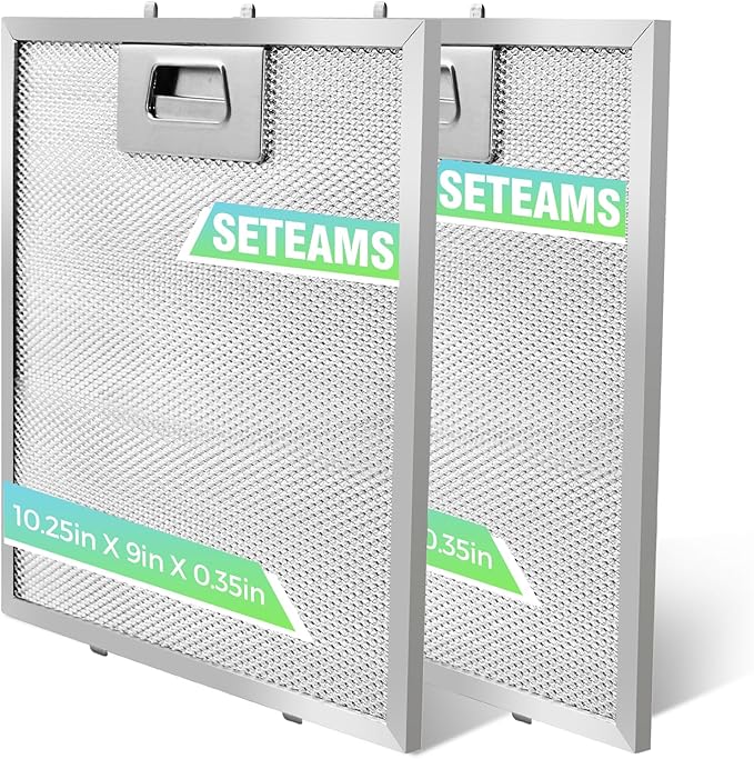 S97018029 Range Hood Filter Replacement - 10.25"x9" Aluminum Frame & Mesh with Stainless Steel Clips - 2 Pack by seteams