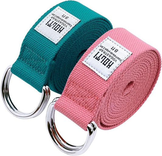Yoga Exercise Adjustable Straps 8FT with Durable D-Ring for Pilates & Gym Workouts | Hold Poses, Stretch, Improve Flexibility & Maintain Balance-FlexoryFit