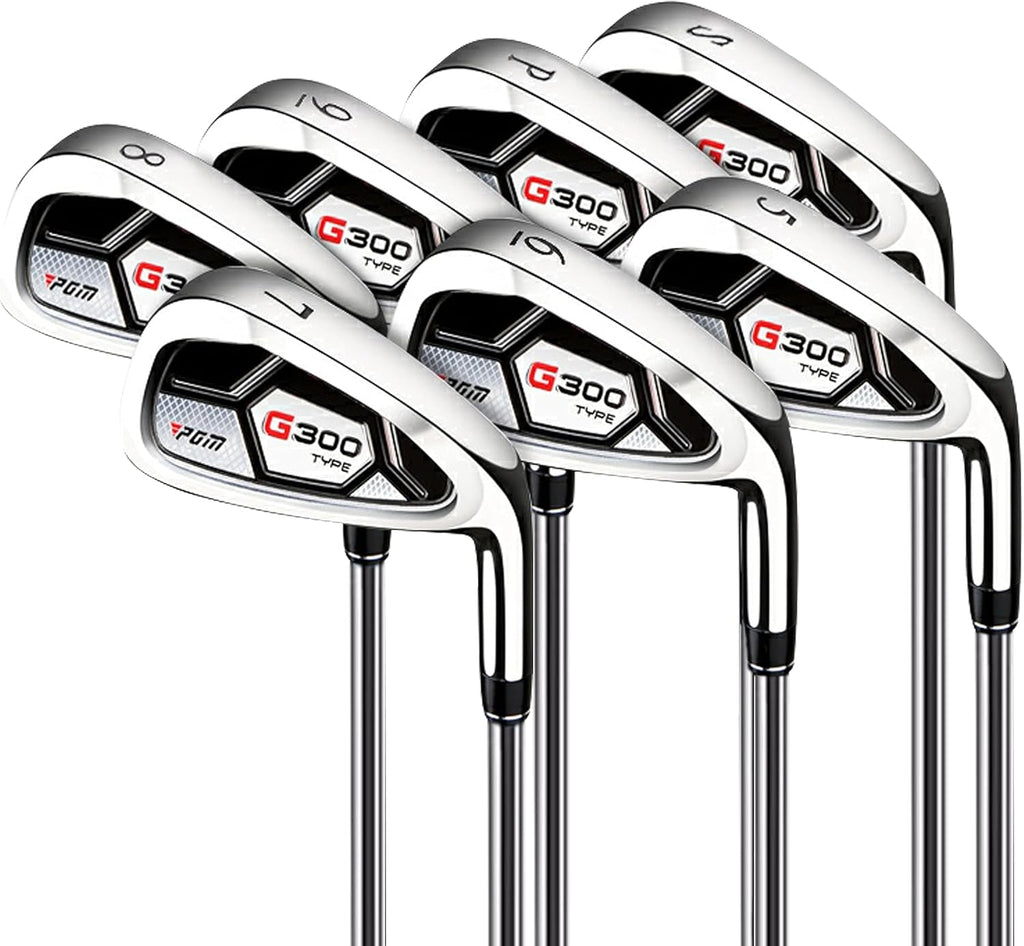 PGM Men's G Type Complete Golf Club Set - Titanium #1 Driver, Draw-Biased Hybrid, High-Strength Iron Set, High Forgiveness Putter, with Stand Bag