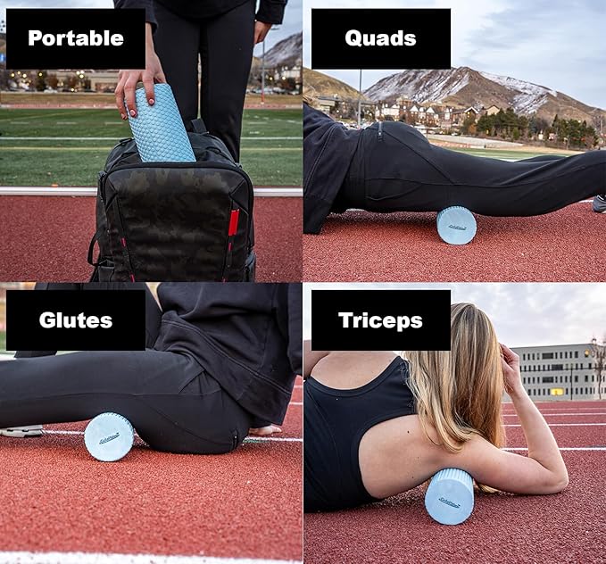 11.8 Inch Medium Density Foam Massage Roller - Light Blue Trigger Point Massage Roller for Deep Tissue Excercise, Massage and Recovery by GolgiStim-FlexoryFit