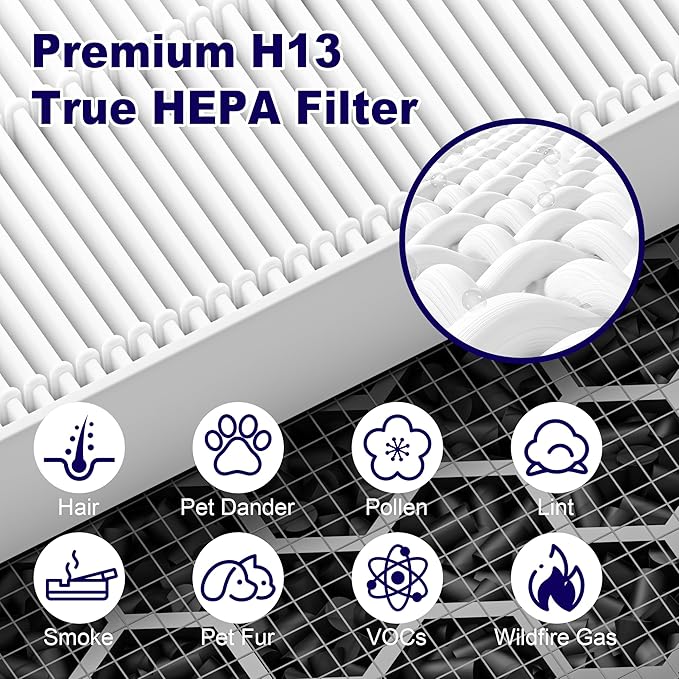 116130 Replacement Filter H for Winix 5500-2 AM80 Plasmawave Air Purifier, True HEPA Filter and Activated Carbon Filter Combo Pack, 3 Set