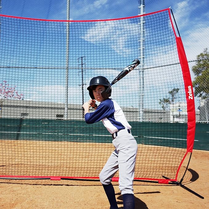 ZELUS Collapsible Barricade Backstop Net 12x9 ft, Net for Lacrosse, Baseball, Basketball, Soccer, Field Hockey and Softball Practice Barrier, Portable Hitting Net for Backyard, Park, with Carry Bag
