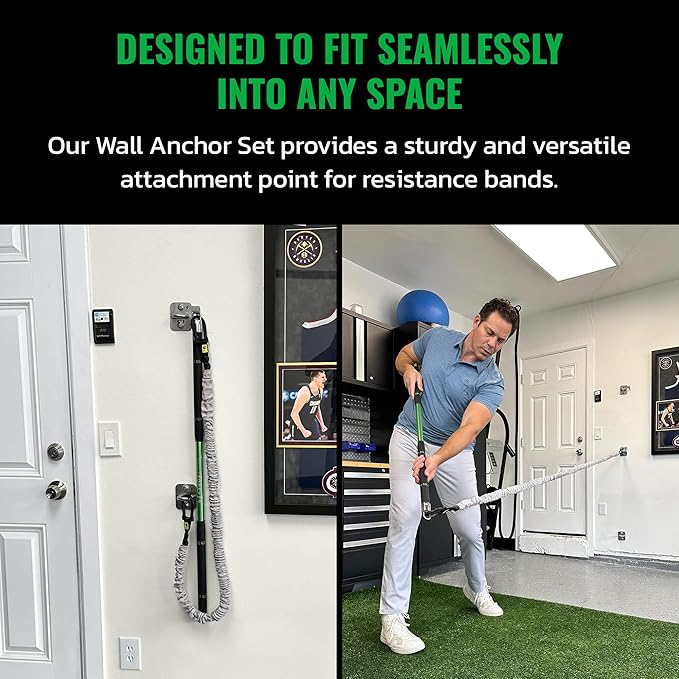 GolfForever Wall Anchor Set Proven by Golfer Scottie Scheffler | Golf Swing Training Wall Anchor Point | Premium Golf Training Workout Exercise Equipment to Expand Movements | 3-Pack | 6 Lag Screws-FlexoryFit