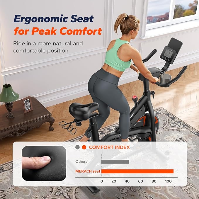 MERACH Indoor Cycling Bike, Exercise Bike for Home with Magnetic, Bluetooth Stationary Bike with APP Data Tracking, and Tablet Holder-FlexoryFit