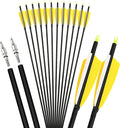 ZSHJGJR 30 Inch Archery Carbon Arrows Hunting Arrows with 4” Turkey Feather Target Practice Arrows Spine 500 for Compound & Recurve &Traditional Bow 6/12pcs
