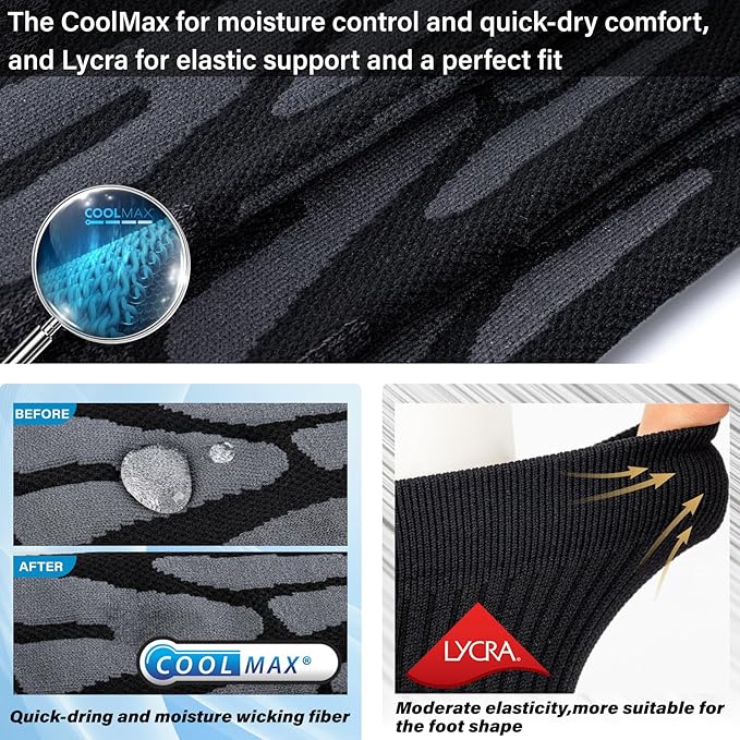 Hylaea Quarter Athletic Running Socks No Blister, Cushion Moisture Wicking Socks for Cycling Sport-FlexoryFit