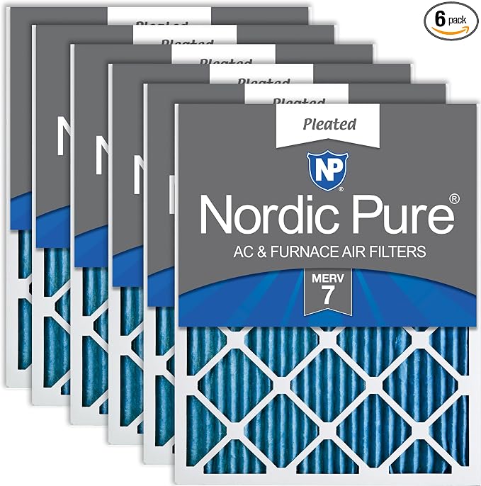 Nordic Pure 20x25x1 Pleated MERV 7 Air Filters 6 Pack by NordicPure