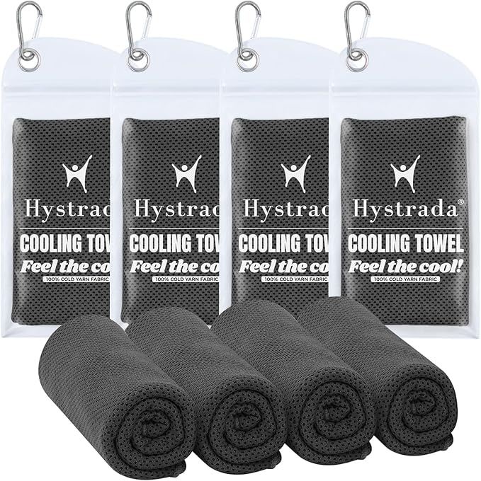 4 Packs Cooling Towel (40 x 12), Ice Towel, Microfiber, Soft Breathable Chilly Towel Stay Cool for Yoga, Workout, Sport, Gym, Camping, Fitness, Running, Workout & More Activities - Multicolor-FlexoryFit