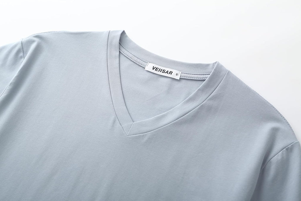 VEIISAR Premium V Neck T Shirts for Men - Modern Fitted Tees Vneck Undershirts