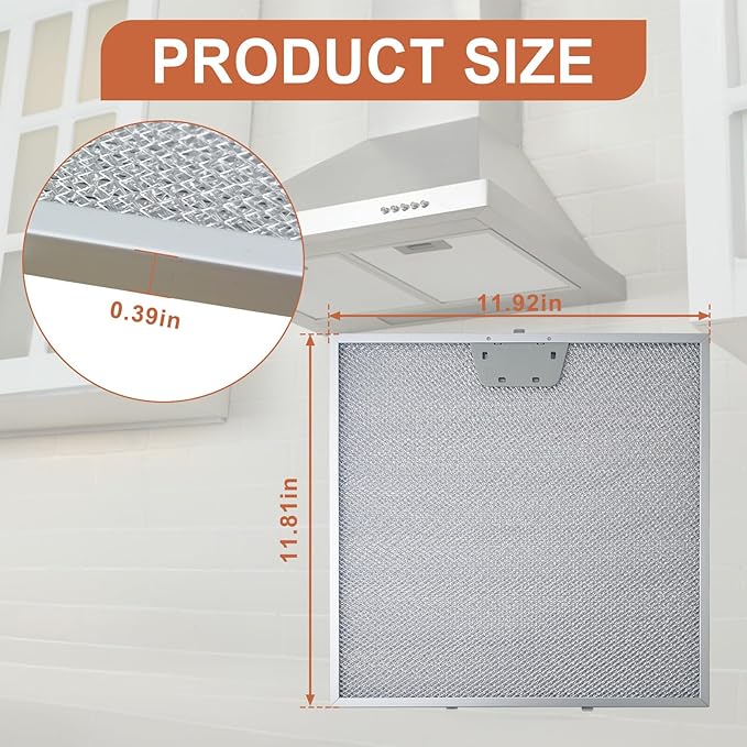 2PCS WB02X24872 Range Hood Grease Filter Compatible with GE Range Hood JVW5301FJ1DS JVW5301SJ1SS JVW5301BJ1TS JVW5301EJ1ES JVW5301EJ2ES, 11.92 x 11.81 x 0.39"